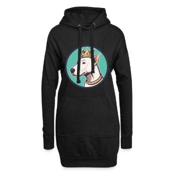Roi Chien Chien Blanc Race Dessin Animé Kawaii Clipart - Sweat-shirt à capuche long Femme - noir - Devant