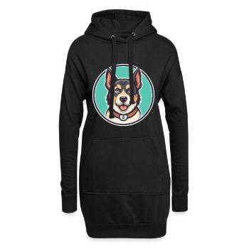 Kars race de chien dessin animé Kawaii Clipart Illustration - Sweat-shirt à capuche long Femme - noir - Devant