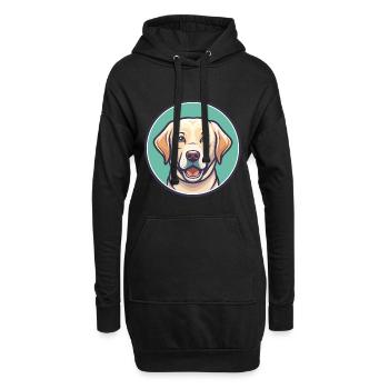 Labrador Retriever Hunderasse Karikatur Kawaii - Hoodie-Kleid - Schwarz - Vorne