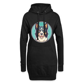 Nordamerikanischer Schäferhund Rasse Karikatur Kawaii - Hoodie-Kleid - Schwarz - Vorne