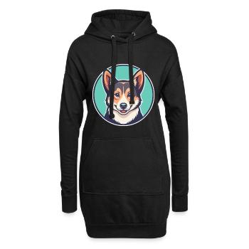 Norwegischer Lundehund Hunderasse Lustige Karikatur Kawaii - Hoodie-Kleid - Schwarz - Vorne