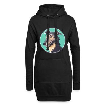 Pampas Deerhound Chien Race Dessin animé Kawaii Clipart - Sweat-shirt à capuche long Femme - noir - Devant