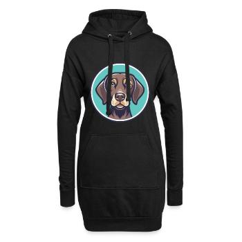 Pudelpointer Hund Rasse Cartoon Kawaii Clipart Haustier - Hoodie-Kleid - Schwarz - Vorne