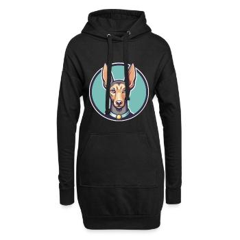 Pharao Hound Hund Rasse Cartoon Kawaii Clipart Haustier - Hoodie-Kleid - Schwarz - Vorne