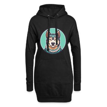 Polynésien Chien Race Dessin Animé Kawaii Clipart Animal - Sweat-shirt à capuche long Femme - noir - Devant