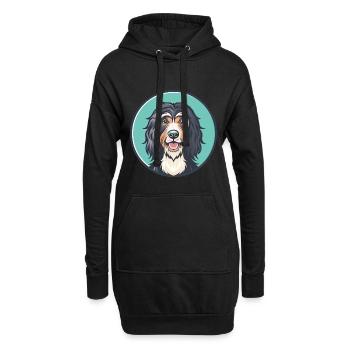Chien de berger portugais Race de chien Dessin animé drôle Kawaii - Sweat-shirt à capuche long Femme - noir - Devant