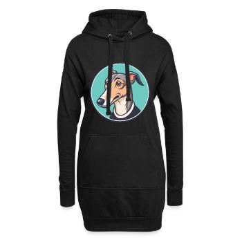 Rampur Greyhound Chien Race Dessin animé Kawaii Clipart - Sweat-shirt à capuche long Femme - noir - Devant