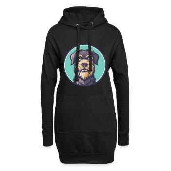 Terrier russe chien race dessin animé Kawaii Clipart - Sweat-shirt à capuche long Femme - noir - Devant