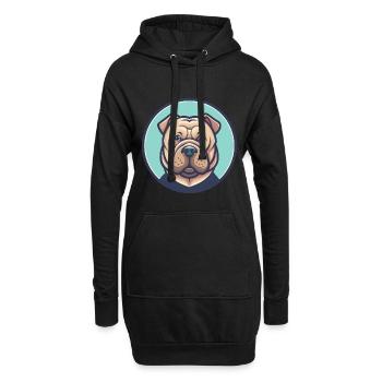 Shar Pei Hunderasse Bunte Karikatur Kawaii Clipart - Hoodie-Kleid - Schwarz - Vorne