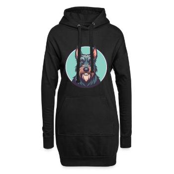 Schottischer Terrier Hund Rasse Cartoon Kawaii Clipart - Hoodie-Kleid - Schwarz - Vorne