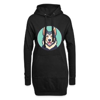 Slovaque Cuvac Chien Race Dessin animé Kawaii Clipart Animal de compagnie - Sweat-shirt à capuche long Femme - noir - Devant