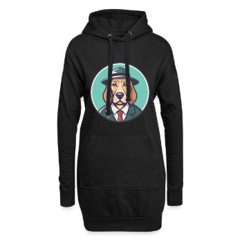 Détective chien chien race dessin animé Kawaii Clipart animal de compagnie - Sweat-shirt à capuche long Femme - noir - Devant