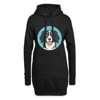 Stabyhoun Chien Race Dessin animé Kawaii Clipart Animal - Sweat-shirt à capuche long Femme - noir - Devant