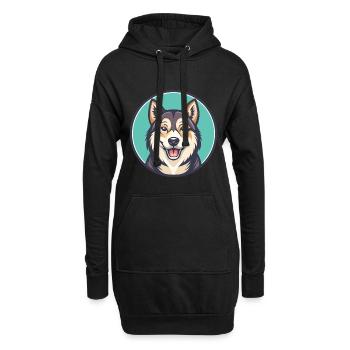 Westsibirische Laika Hunderasse Lustiger Cartoon Kawaii - Hoodie-Kleid - Schwarz - Vorne