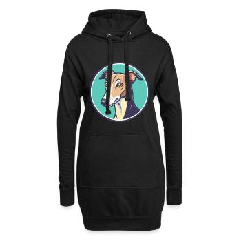 Whippet Hund Rasse Cartoon Figur Kawaii Clipart - Hoodie-Kleid - Schwarz - Vorne
