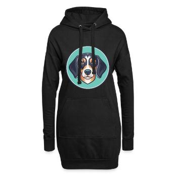 Dessin animé kawaii de race de chien de race Dachshund Westphalien - Sweat-shirt à capuche long Femme - noir - Devant