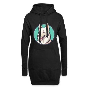 Berger Suisse Blanc Chien Race Dessin Animé Kawaii Pet - Sweat-shirt à capuche long Femme - noir - Devant