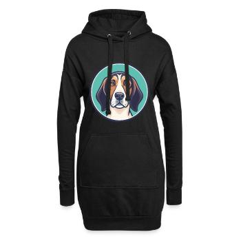 Treeing Walker Coonhound Dog Breed Cartoon Kawaii - Hoodie Dress - black - Front