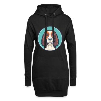 Welsh Springer Spaniel Chien Race Dessin Animé Kawaii - Sweat-shirt à capuche long Femme - noir - Devant
