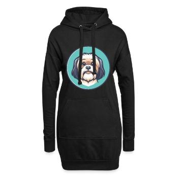 Tibetische Kyi Apso Hunderasse Cartoon Kawaii Clipart - Hoodie-Kleid - Schwarz - Vorne