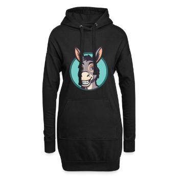 Âne Kawaii Dessin Animé Personnage Animal Visage D’animal - Sweat-shirt à capuche long Femme - noir - Devant