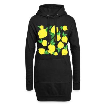 Zitronen Muster - Hoodie-Kleid - Schwarz - Vorne