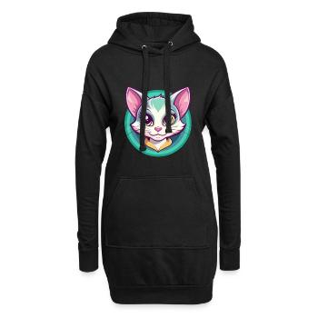 Bambino Katze Rasse Karikatur Kawaii Tier Haustier - Hoodie-Kleid - Schwarz - Vorne