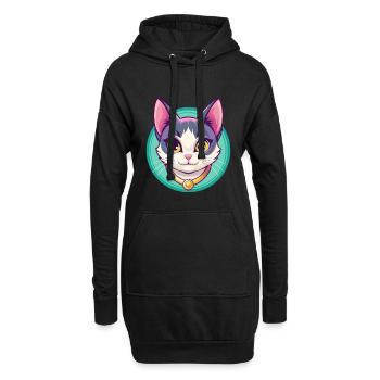 Japanische Bobtail Katze Rasse Karikatur Kawaii Tier - Hoodie-Kleid - Schwarz - Vorne