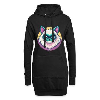 Himalaya-Katzenrasse Karikatur Kawaii Tier Haustier - Hoodie-Kleid - Schwarz - Vorne