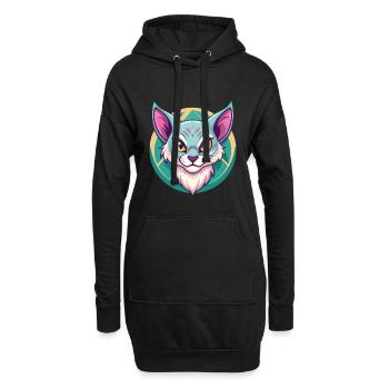 Australische Nebelkatzenrasse Cartoon Kawaii Tier - Hoodie-Kleid - Schwarz - Vorne