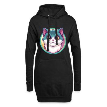 Munchkin Katze Rasse Karikatur Kawaii Tier Haustier - Hoodie-Kleid - Schwarz - Vorne