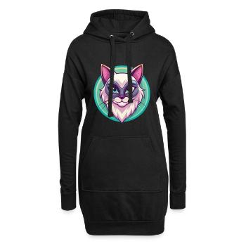 Neva Maskerade Katze Rasse Cartoon Kawaii Tier - Hoodie-Kleid - Schwarz - Vorne