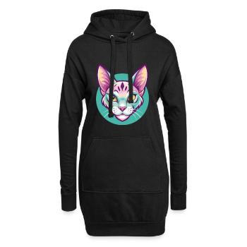 Ocicat Chat Race Dessin Animé Kawaii Animal Animal Pet - Sweat-shirt à capuche long Femme - noir - Devant