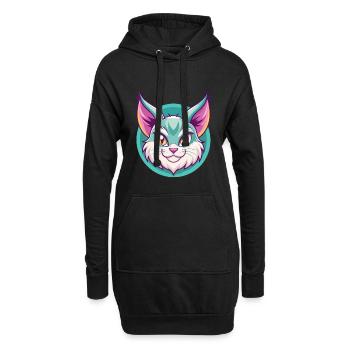 Pixie Bob Katze Rasse Cartoon Kawaii Tier Haustier - Hoodie-Kleid - Schwarz - Vorne