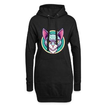 Korat Chat Race Dessin Animé Kawaii Animal Pet - Sweat-shirt à capuche long Femme - noir - Devant