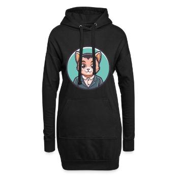 Bambino Katze Rasse Karikatur Kawaii Tier Haustier - Hoodie-Kleid - Schwarz - Vorne