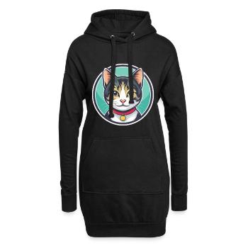 Chat américain à poil dur race dessin animé Kawaii Animal - Sweat-shirt à capuche long Femme - noir - Devant