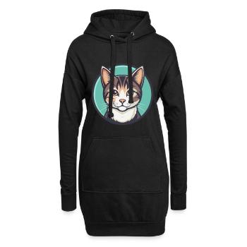Hauskatze Rasse Karikatur Kawaii Tier Haustier - Hoodie-Kleid - Schwarz - Vorne