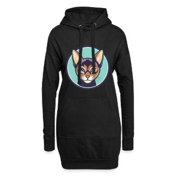 Havanna Braune Katze Rasse Karikatur Kawaii Tier Haustier - Hoodie-Kleid - Schwarz - Vorne