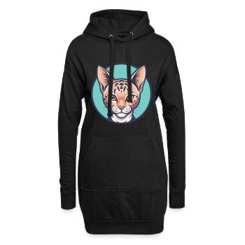 Ocicat Chat Race Dessin Animé Kawaii Animal Animal Pet - Sweat-shirt à capuche long Femme - noir - Devant