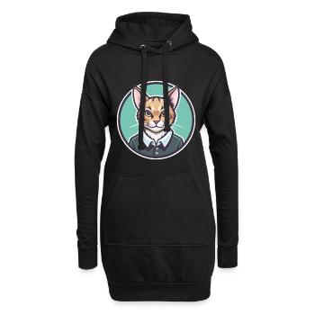 Australische Nebelkatzenrasse Cartoon Kawaii Tier - Hoodie-Kleid - Schwarz - Vorne