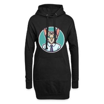 Khao Manee Chat Race Dessin Animé Kawaii Animal Pet - Sweat-shirt à capuche long Femme - noir - Devant