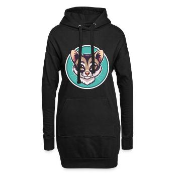 Amerikanische Ringschwanzkatzenrasse Karikatur Kawaii Tier - Hoodie-Kleid - Schwarz - Vorne
