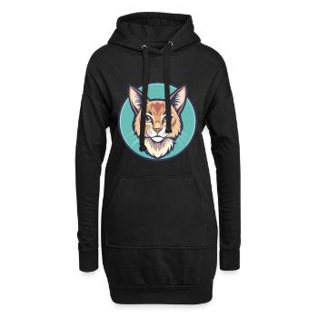 Chat Somali Race Dessin animé Kawaii Animal Pet - Sweat-shirt à capuche long Femme - noir - Devant