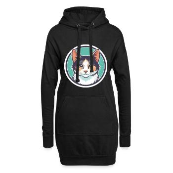 Turc Van Chat Race Dessin Animé Kawaii Animal Pet - Sweat-shirt à capuche long Femme - noir - Devant