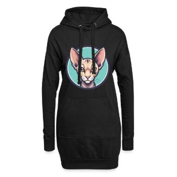 Orientalische Katzenrasse Karikatur Kawaii Tier Haustier - Hoodie-Kleid - Schwarz - Vorne