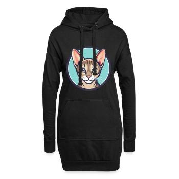 Singapura Chat Race Dessin Animé Kawaii Animal Pet - Sweat-shirt à capuche long Femme - noir - Devant
