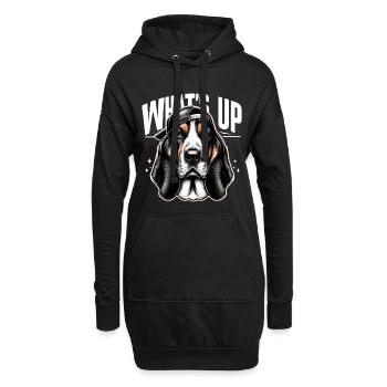 Basset Hound Gangster Was geht ab Hund Geschenk - Hoodie-Kleid - Schwarz - Vorne