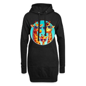 Coole Giraffen Familie mit Sonnenbrille - Hoodie-Kleid - Schwarz - Vorne
