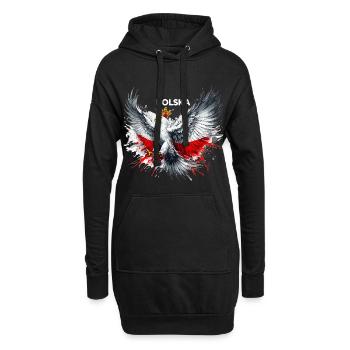 Pologne Polska polonais rouge blanc aigle couronne cadeau - Sweat-shirt à capuche long Femme - noir - Devant